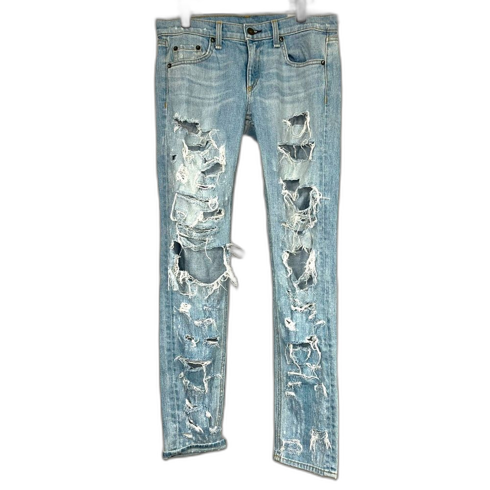 Rag and Bone The Dre Light Wash Heavily Distressed Boyfriend Jeans Size 25